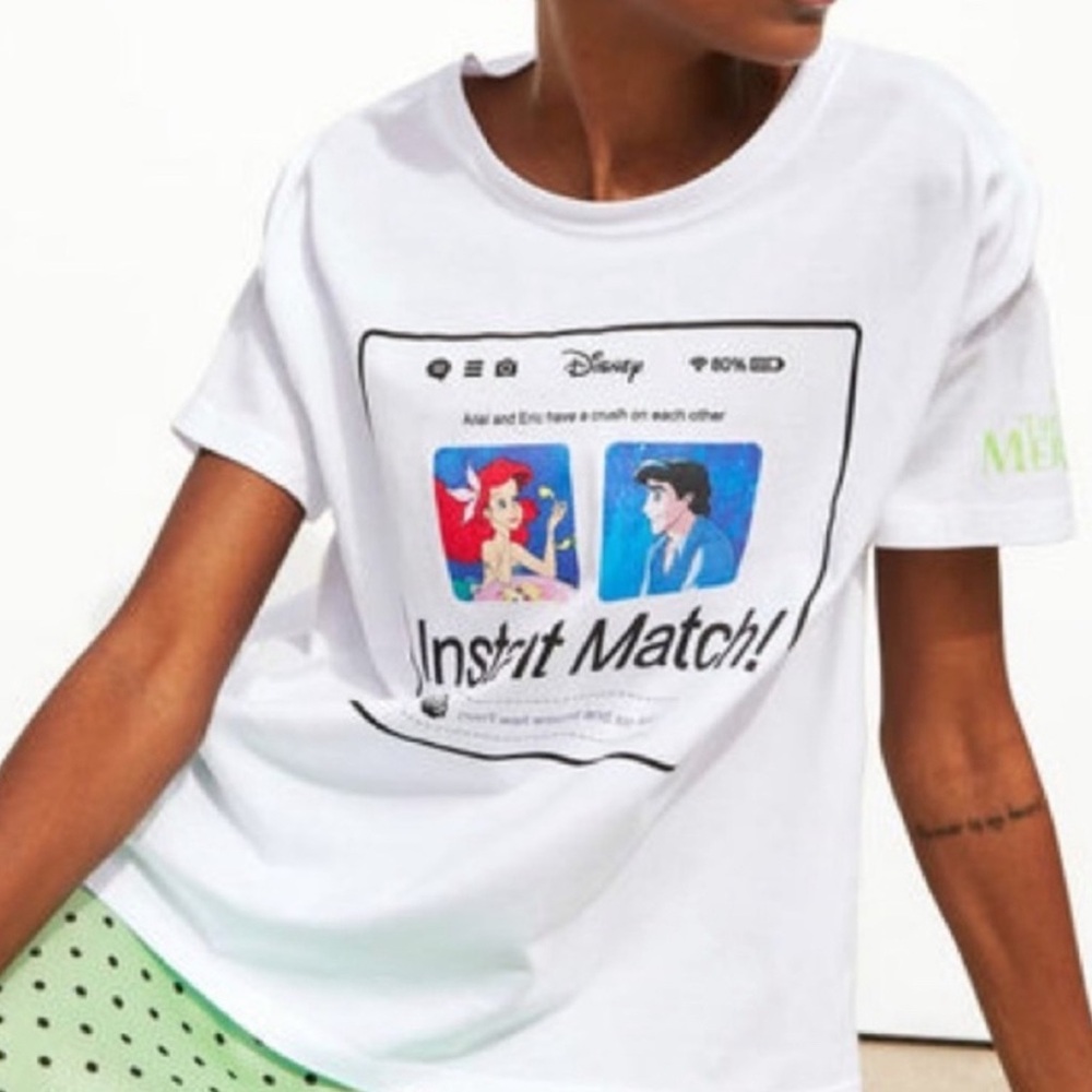 ZARA x DISNEY Little Mermaid Instant Match Graphic Tee T-Shirt Cropped Boxy Fit